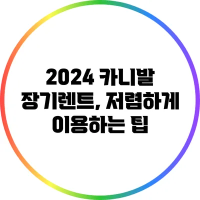 2024 카니발 장기렌트, 저렴하게 이용하는 팁