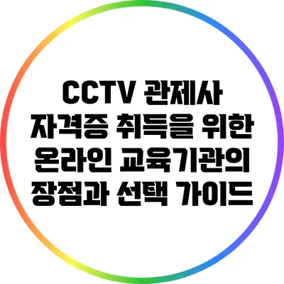 CCTV 관제사 자격증 취득을 위한 온라인 교육기관의 장점과 선택 가이드