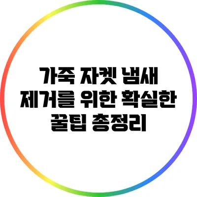 가죽 자켓 냄새 제거를 위한 확실한 꿀팁 총정리