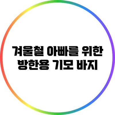 겨울철 아빠를 위한 방한용 기모 바지
