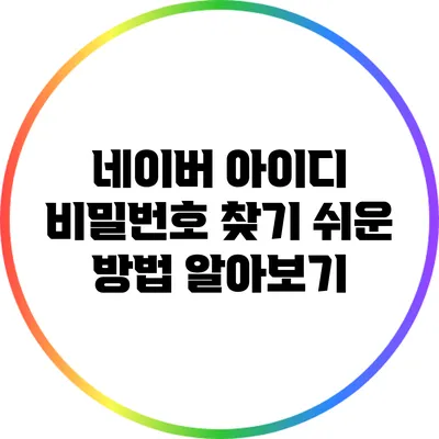네이버 아이디 비밀번호 찾기 쉬운 방법 알아보기