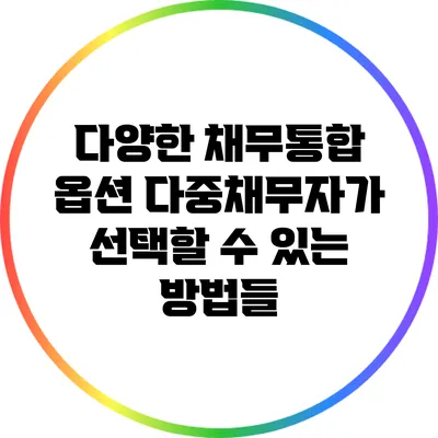 다양한 채무통합 옵션: 다중채무자가 선택할 수 있는 방법들