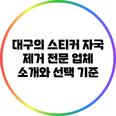 대구의 스티커 자국 제거 전문 업체 소개와 선택 기준
