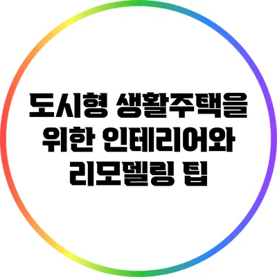 도시형 생활주택을 위한 인테리어와 리모델링 팁