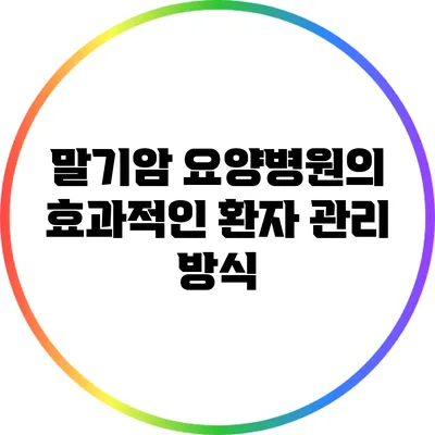 말기암 요양병원의 효과적인 환자 관리 방식