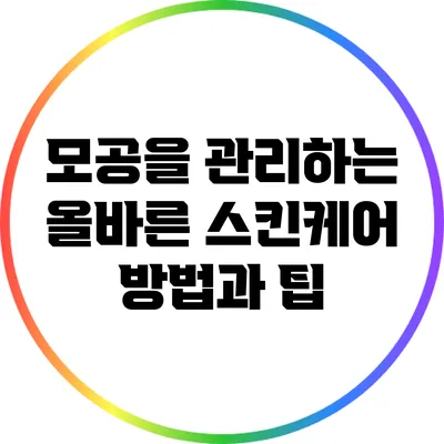 모공을 관리하는 올바른 스킨케어 방법과 팁