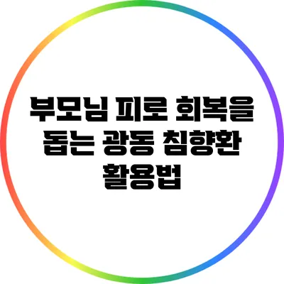 부모님 피로 회복을 돕는 광동 침향환 활용법