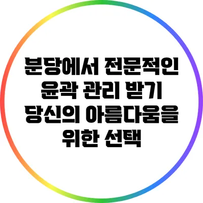 분당에서 전문적인 윤곽 관리 받기: 당신의 아름다움을 위한 선택