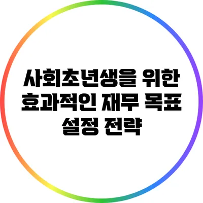 사회초년생을 위한 효과적인 재무 목표 설정 전략