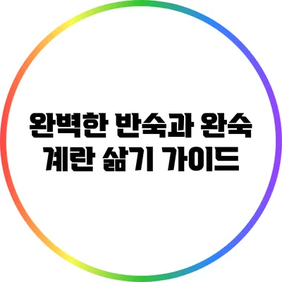 완벽한 반숙과 완숙 계란 삶기 가이드