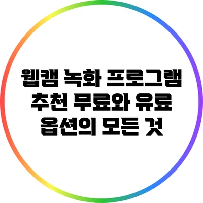 웹캠 녹화 프로그램 추천: 무료와 유료 옵션의 모든 것
