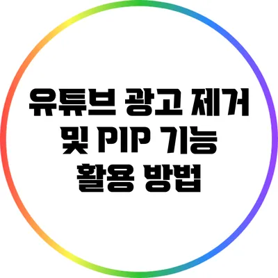 유튜브 광고 제거 및 PIP 기능 활용 방법