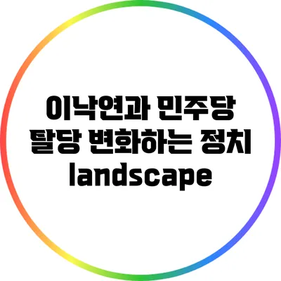 이낙연과 민주당 탈당: 변화하는 정치 landscape