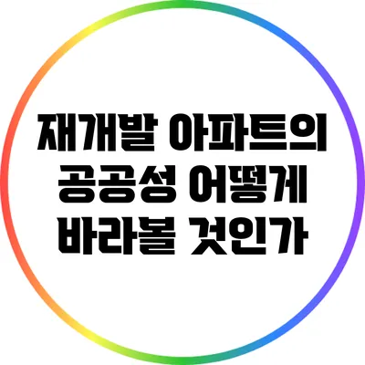 재개발 아파트의 공공성: 어떻게 바라볼 것인가?