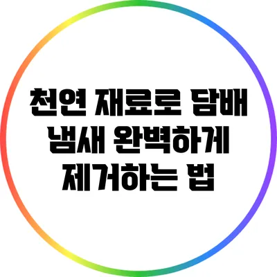 천연 재료로 담배 냄새 완벽하게 제거하는 법