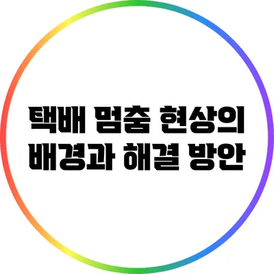 택배 멈춤 현상의 배경과 해결 방안