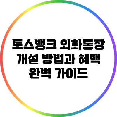 토스뱅크 외화통장 개설 방법과 혜택 완벽 가이드