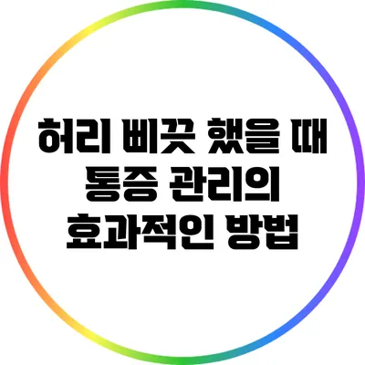 허리 삐끗 했을 때 통증 관리의 효과적인 방법