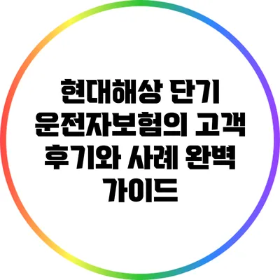 현대해상 단기 운전자보험의 고객 후기와 사례 완벽 가이드
