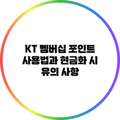 KT 멤버십 포인트 사용법과 현금화 시 유의 사항