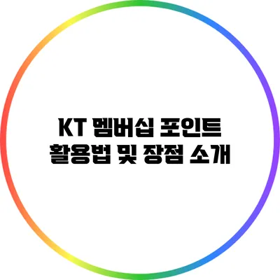 KT 멤버십 포인트 활용법 및 장점 소개