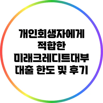 개인회생자에게 적합한 미래크레디트대부 대출 한도 및 후기