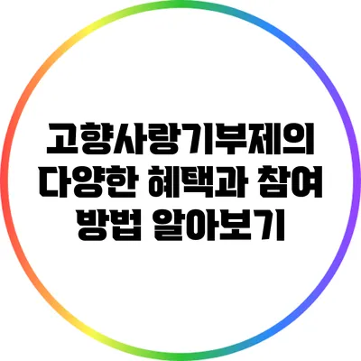 고향사랑기부제의 다양한 혜택과 참여 방법 알아보기