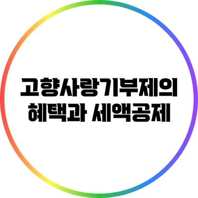 고향사랑기부제의 혜택과 세액공제