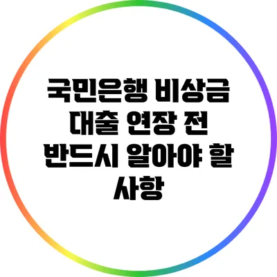 국민은행 비상금 대출 연장 전 반드시 알아야 할 사항