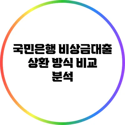 국민은행 비상금대출 상환 방식 비교 분석