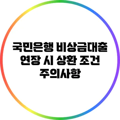 국민은행 비상금대출 연장 시 상환 조건 주의사항