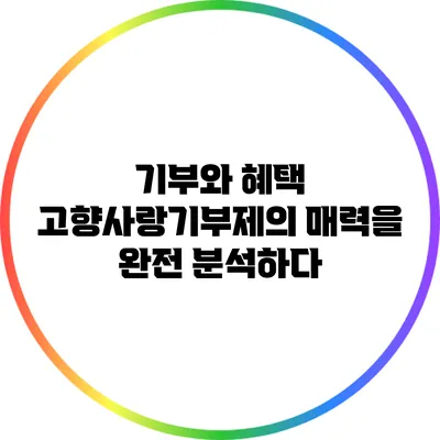 기부와 혜택: 고향사랑기부제의 매력을 완전 분석하다