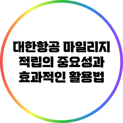 대한항공 마일리지 적립의 중요성과 효과적인 활용법