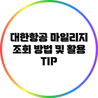 대한항공 마일리지 조회 방법 및 활용 TIP
