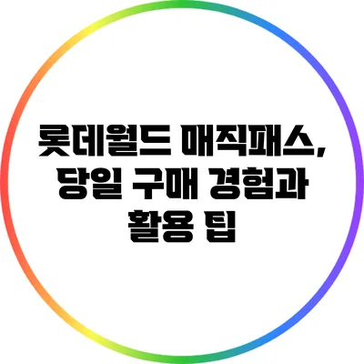 롯데월드 매직패스, 당일 구매 경험과 활용 팁