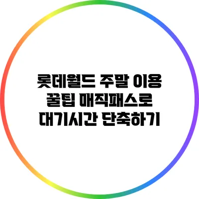롯데월드 주말 이용 꿀팁: 매직패스로 대기시간 단축하기