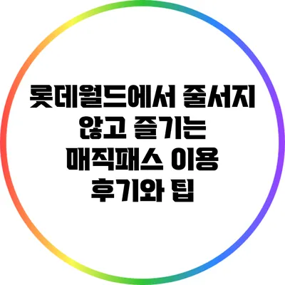 롯데월드에서 줄서지 않고 즐기는 매직패스 이용 후기와 팁
