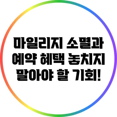 마일리지 소멸과 예약 혜택: 놓치지 말아야 할 기회!