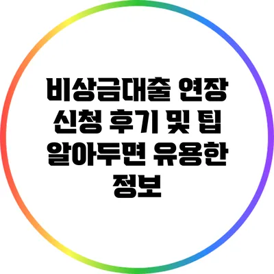 비상금대출 연장 신청 후기 및 팁: 알아두면 유용한 정보