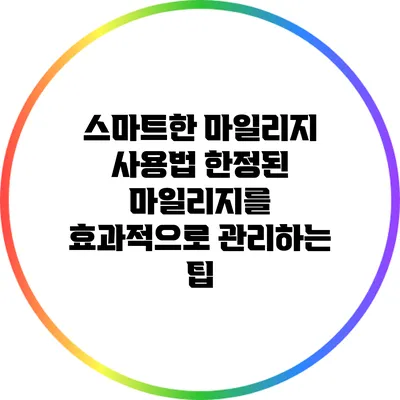 스마트한 마일리지 사용법: 한정된 마일리지를 효과적으로 관리하는 팁
