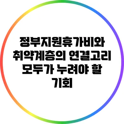 정부지원휴가비와 취약계층의 연결고리: 모두가 누려야 할 기회