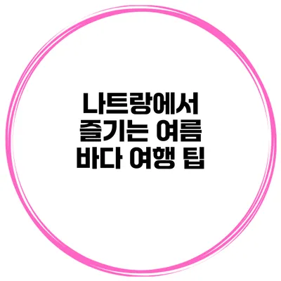 나트랑에서 즐기는 여름 바다 여행 팁