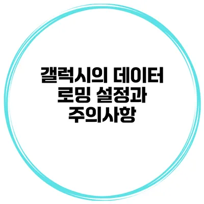 갤럭시의 데이터 로밍 설정과 주의사항