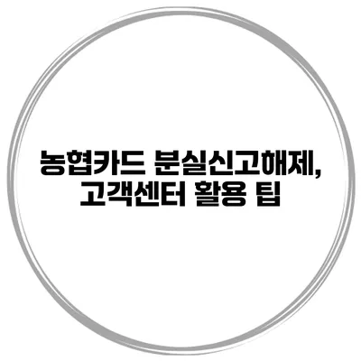 농협카드 분실신고해제, 고객센터 활용 팁
